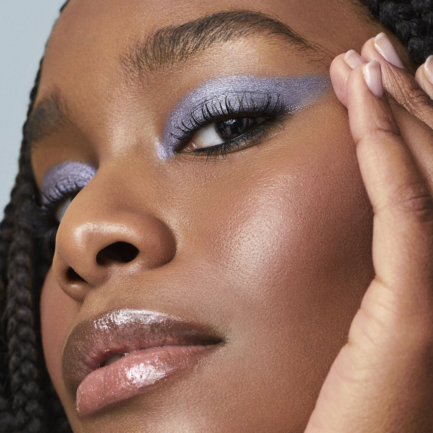 Model Wearing Acai You Blue Eyeshadow